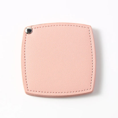 Zonyin Customized Logo Portable Square-Shape Vanity Makeup Mirror Travel Folding Pu Leather Pocket Compact Mirror for Girls Gift