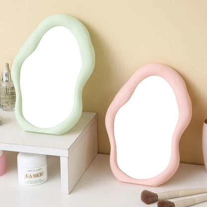 Zonyin New Design Wholesale Custom Plastic Makeup Mirror Cloud Shape Desktop HD Cosmetic Mirror Portable Beauty Vanity Mirror