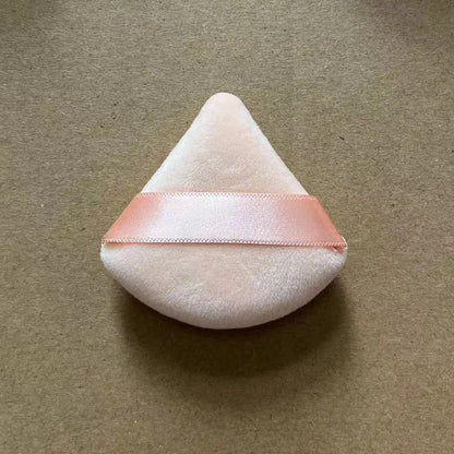 Zonyin Wholesale Velvet Powder Puff Face Loose Powder Sponge Soft Velour Triangle Powder Puffs with a Container