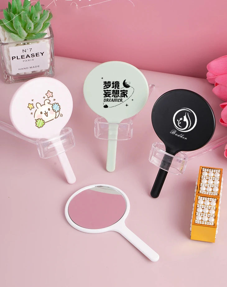 Zonyin Recyclable Plastic Round Makeup Mirror Single Sided Portable Small Handheld Mirror Customized logo Travel Mirror