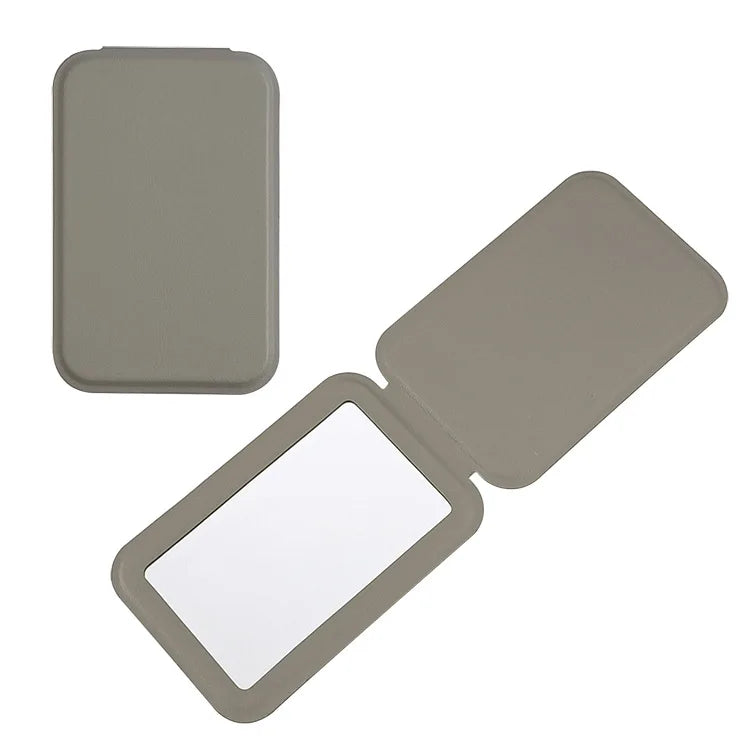 Zonyin Custom Portable Makeup Mirror Foldable Solid Color PU Leather Simple Mini Compact Cute Pocket Mirror for Woman Girls Gift
