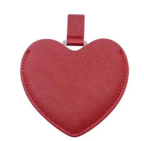 Zonyin High Quality Lovely Heart Design Compact Mirror No Break Stainless Steel Mirror  Pu Leather Pocket Mirror for Women Girls