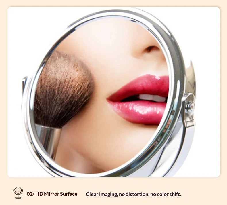Desktop Double-sided Rotatable Stainless Steel Magnifying Glass Makeup Mirror for Student Dormitory and Household Dressing Use