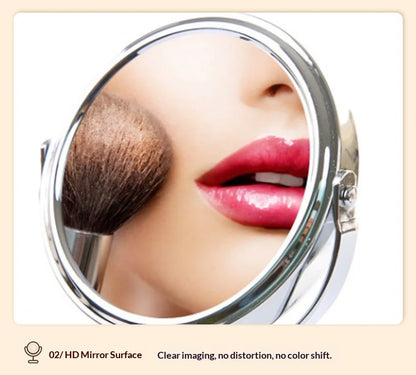 Desktop Double-sided Rotatable Stainless Steel Magnifying Glass Makeup Mirror for Student Dormitory and Household Dressing Use