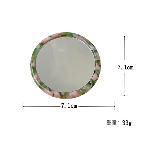 Zonyin Travel Gift Custom Logo Acetate Portable Beauty Makeup Mirror Hand Held Compact Mini Small Cosmetic Pocket Mirror
