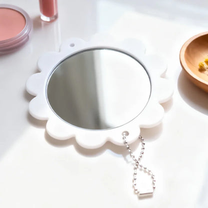 Zonyin Custom Logo Flower Makeup Mirror Handheld Pocket Mirror Plastic Portable Single Sided Cosmetic Mirror for Girls Gift