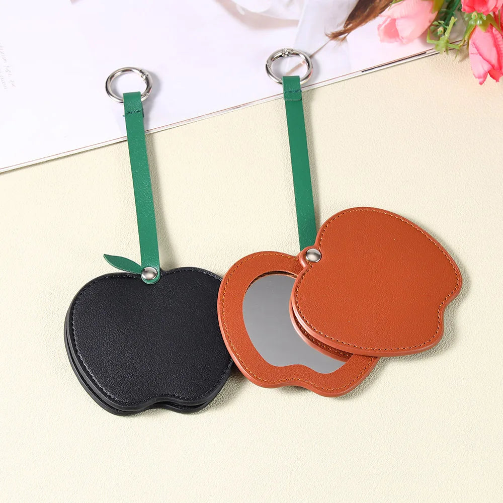 Zonyin Wholesale Gold Silver Apple Designed Travel Makeup Mirror Custom Logo Portable Small Pocket Mirrors for Christmas Gifts