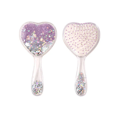Zonyin Heart Shaped Compact Mirror Cute Transparent Quicksand Gift Hand Mirror Glitter Fro Girl Travel