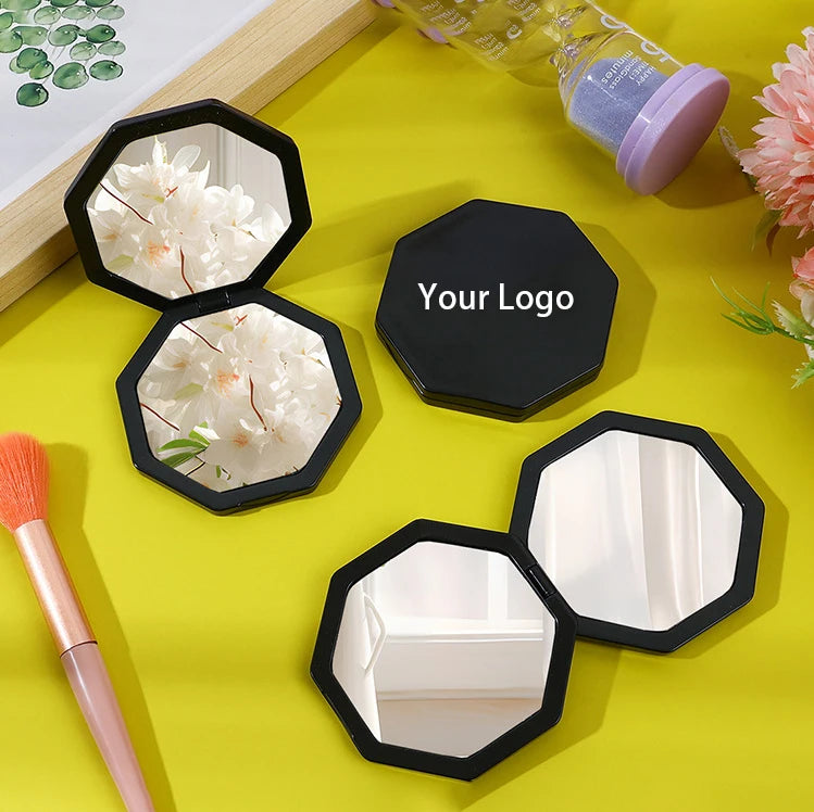 Zonyin New Portable Foldable Plastic Handheld Pocket Cosmetic Mirror Custom Mini Double-Sided Makeup Mirror for Travel