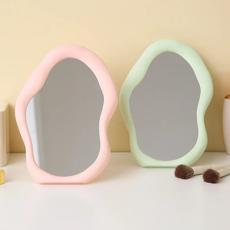 Zonyin New Design Wholesale Custom Plastic Makeup Mirror Cloud Shape Desktop HD Cosmetic Mirror Portable Beauty Vanity Mirror