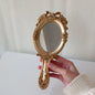 Zonyin European Style Vintage Resin Handheld Makeup Mirror Oval Shaped Rose Flower Carved Cosmetic Mirror for Women Lady Wedding