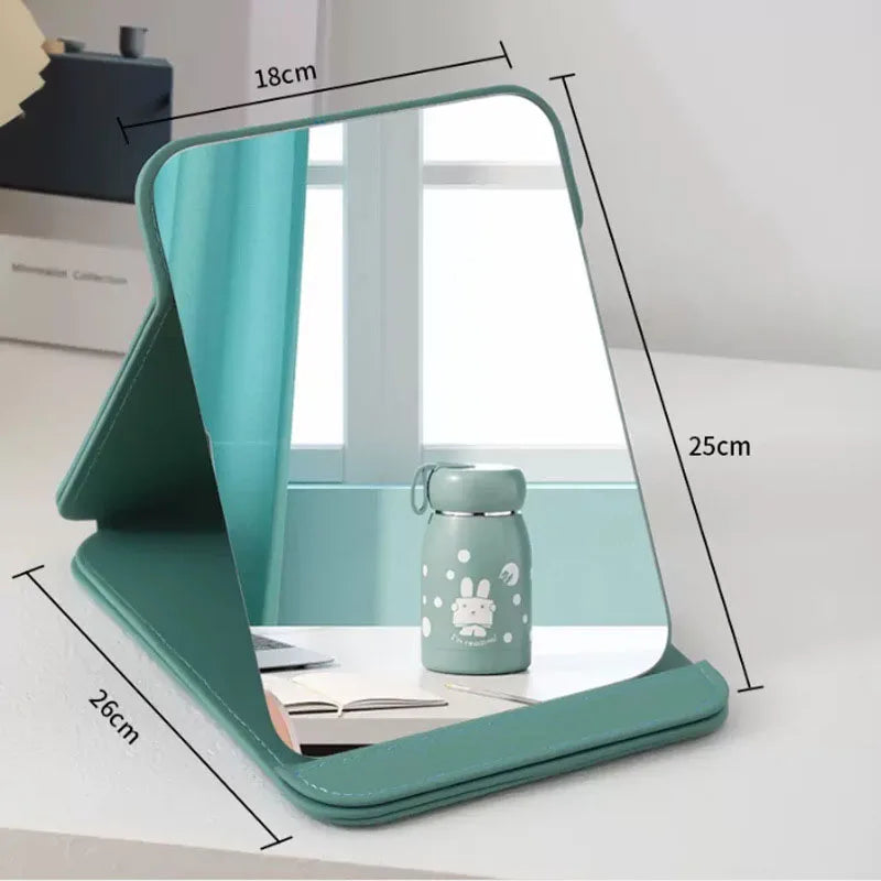 Zonyin Hot Sales Big Black White Pink Folding Travel Mirror PU Portable Adjustable Rectangular Large Vanity Mirror for Travel