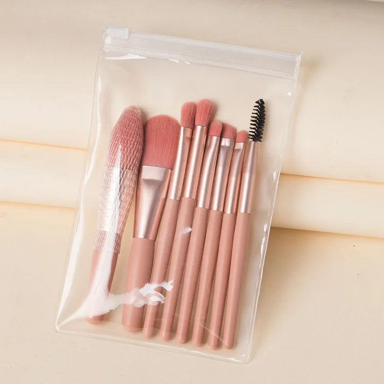 Zonyin 8pcs Travel Makeup Brushes Private Label High Quality Synthetic Mini Small Vegan Makeup Brush Set With Pu Bag