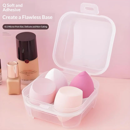 Zonyin Dry and Wet Dual-purpose Makeup Egg Puff, Makeup Egg Sponge Ball, Super Soft, 4-pack Makeup Egg Cover Box
