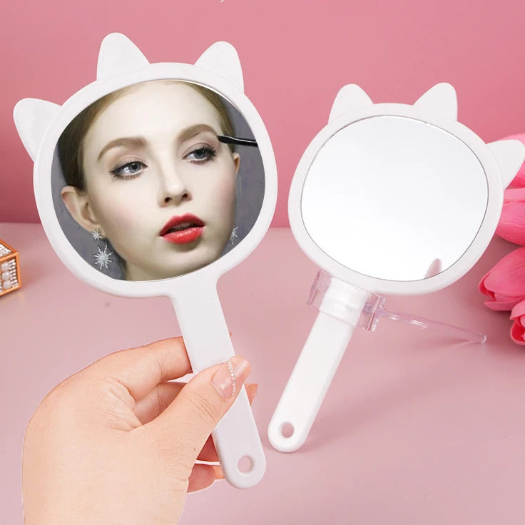 Zonyin Promotion Wholesale Custom Logo Handle Hand Cosmetic Mirror Cartoon Plastic Pocket Mirror Handheld Vanity Makeup Mirror