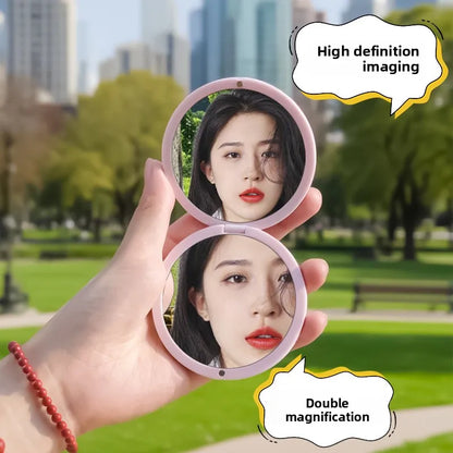 Zonyin Wholesale Folding Flip Mirror Handheld Double-sided Plastic Makeup Mirror Girls' Small Portable Mirror