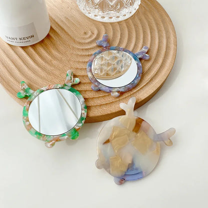 Zonyin Cute Marbled Acetate Small Pocket Cosmetic Mirror Portable Mini Travel Makeup Mirror Personalized Wholesale Promotion