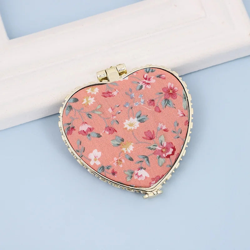 Zonyin High Quality Handheld Makeup Mirror Wholesale Vintage Silk Fabric Rectangle Oval & Round Sided Mirrors with Double Sides