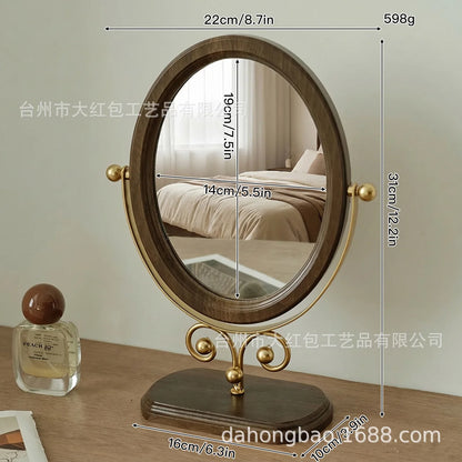 Zonyin Desktop Oval Rotating 360 Makeup Mirror Ins Style Dressing Table Mirror High Aesthetic Bedroom Vanity Mirror