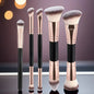 Zonyin Double Ended Synthetic Hair Wood Handle Custom logo Foundation Blush Brush Private Label Foundation Cosmetic Makeup Brush
