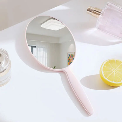 Zonyin Custom Logo Plastic Oval Handle Makeup Mirror Abs Material Cosmetic Hand Mirror Portable Hand Held Mirrors for Travel