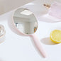 Zonyin Custom Logo Plastic Oval Handle Makeup Mirror Abs Material Cosmetic Hand Mirror Portable Hand Held Mirrors for Travel