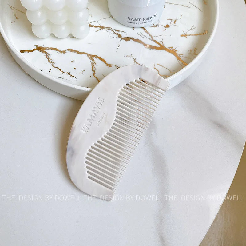 Zonyin New Design Acetate Travel Makeup Mirror Comb Set With Carved Logo Retro High-end Portable Pocket Mirror for Promotion