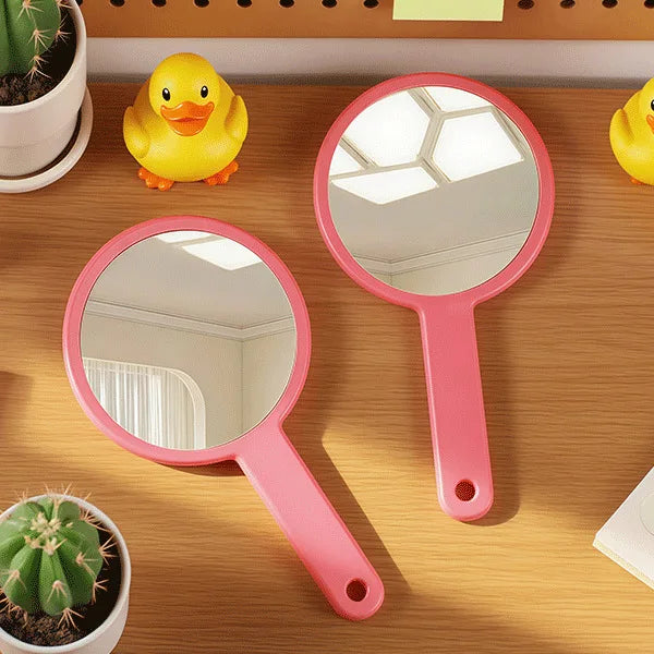 Zonyin Double Sided Round Makeup Mirror Portable Mini Handheld Cosmetic Mirror with Cute Handle Compact Vanity Mirror for Travel