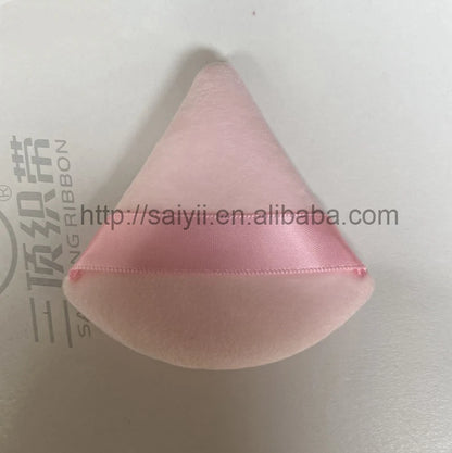 Zonyin Top Seller Triangle Powder Puff Makeup Sponge Soft Velour Cosmetic Puff Black Velvet Loose Powder Puffs for Face