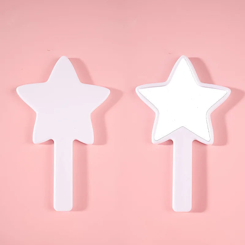 Zonyin Wholesale Customized Logo Five Pointed Star Shaped Handheld Makeup Mirror Portable Plastic Hand Mini Mirror for Girl