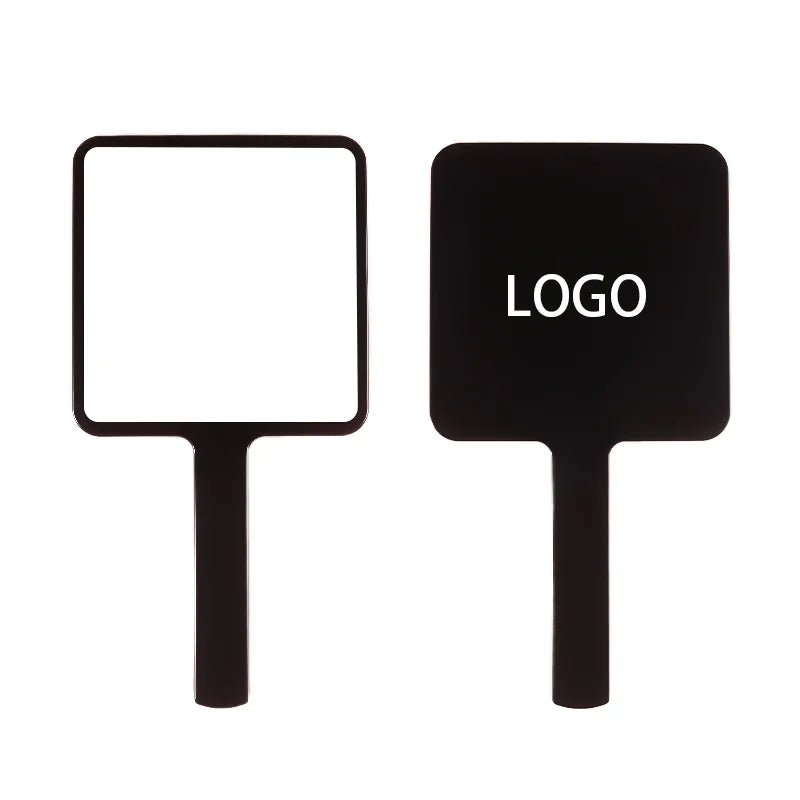 Zonyin Hot Sell Customized Logo Square Mini ABS Plastic Handheld Mirror Makeup Vanity Mirror with Handle for Gift