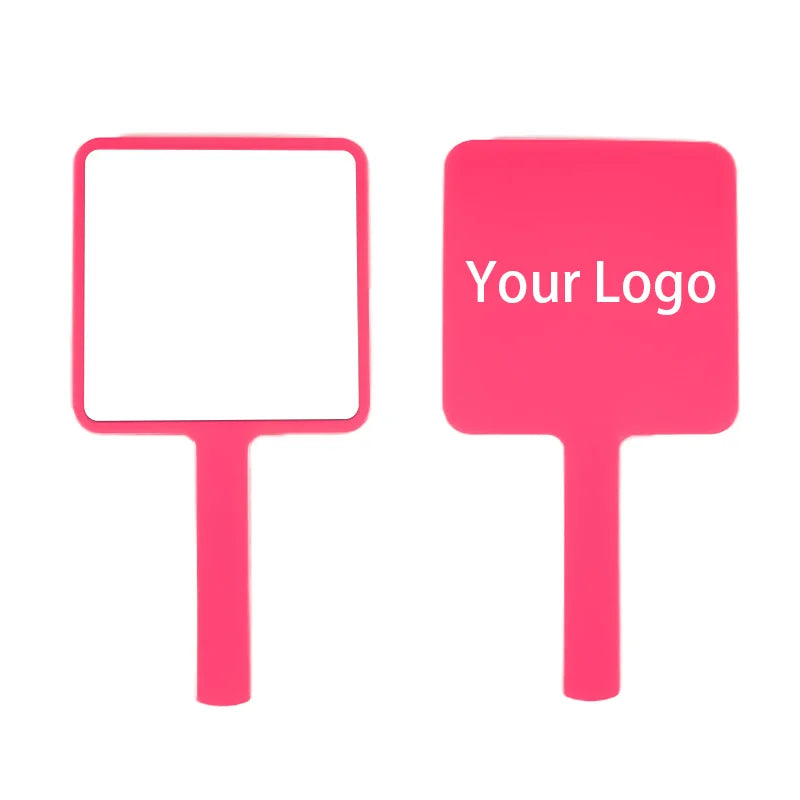 Zonyin Plastic Makeup Mirror Square Hand Held Single Side Mirrors Customized Logo Handheld Cosmetic Mirror With Handle