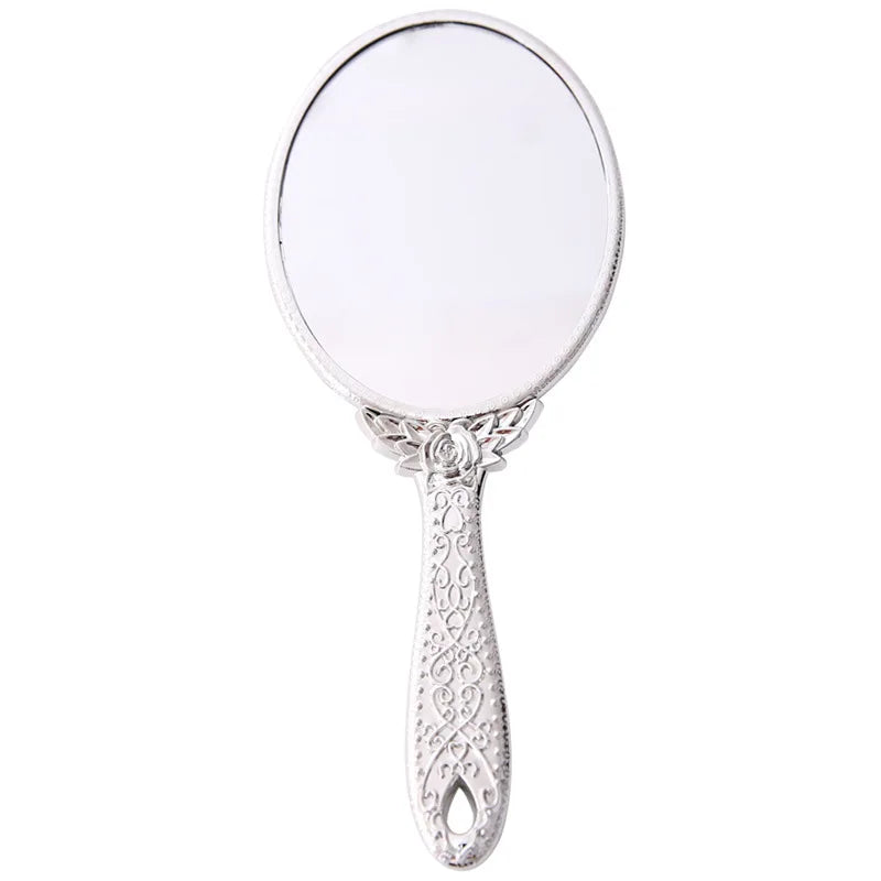 Zonyin Wholesale Plastic Handheld Makeup Mirror Oval Retro Travel Cosmetic Mirror with Portable Hand Held Mirror for Women Girls