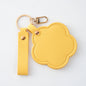 Zonyin New Flower Design Pocket Makeup Mirror Portable Pu Leather Small Travel Hand Mirror Logo Custom With Metal Keychain
