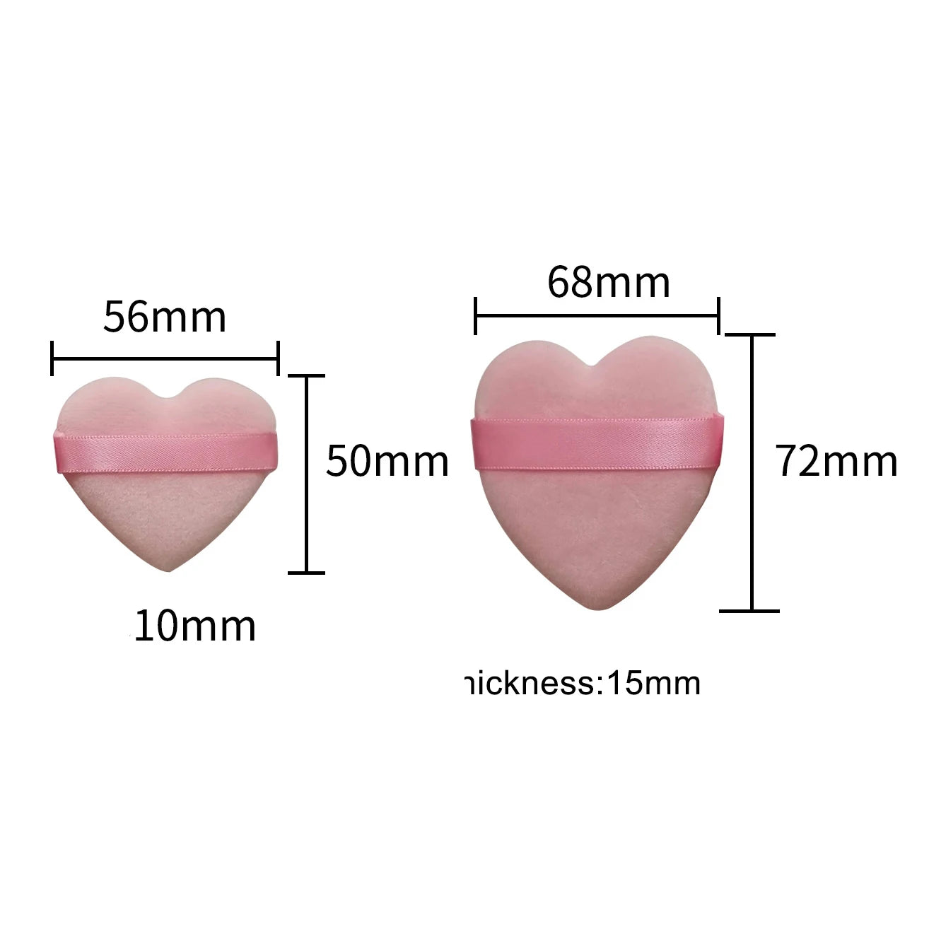 Zonyin New Arrival Small Big Pink Heart Shaped Soft Velvet Powder Puff for Make up