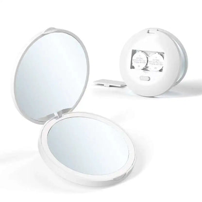 Zonyin Custom Logo Light LED Travel Makeup Mirror Compact Folding Handheld Magnifying Cosmetic Vanity Mirror Pocket Mini Size