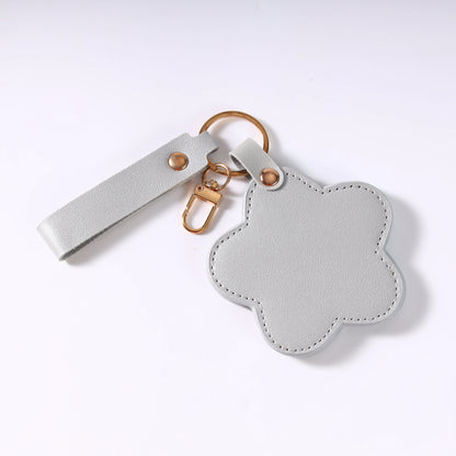 Zonyin NEW ARRIVAL Cute Yellow Star Small Makeup Mirror Customized Logo Pu Leather Pocket Cosmetic Keychain Mirror for Kids