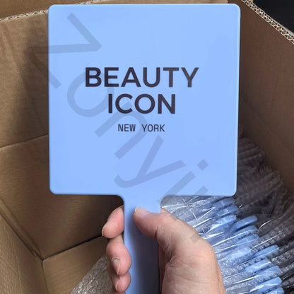 Zonyin New Arrival Large Size square Handheld Makeup Mirror 15*27cm Plastic Travel Mirror  with Custom Logo for Hair Salon
