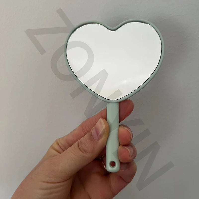 Wholesale Mini Heart Shaped Mirror HD Custom Logo Plastic Hand Held Makeup Mirror Cute Portable Cosmetic Pocket Mirror for Women
