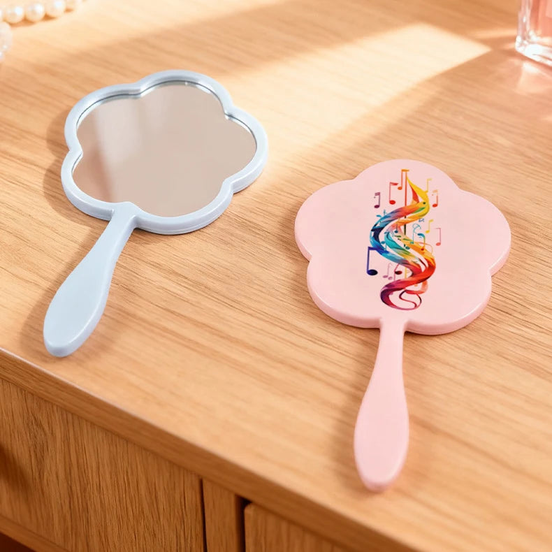 Zonyin New Arrival Flower Shape Handheld Single-Sided Makeup Mirror Plastic Travel Mirror Print Custom for Promotional