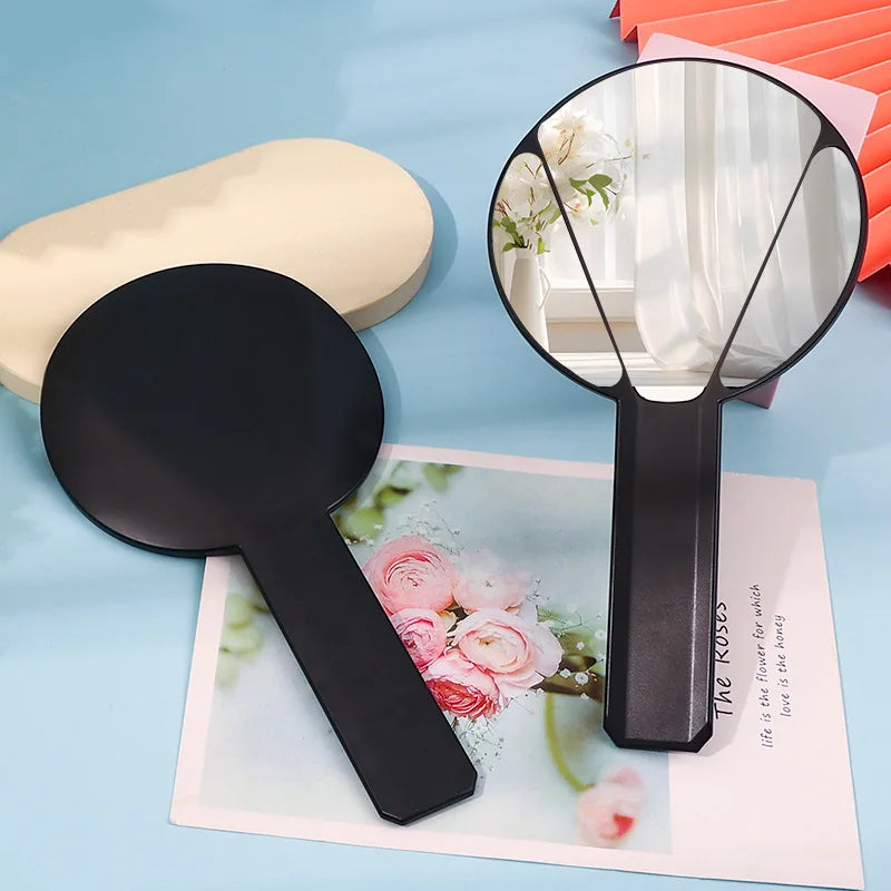 Zonyin Wholesale Handheld Single Sided Travel Mirror Customized Logo Plastic Handle Mirror HD Makeup Mirror Girls Portable Cute