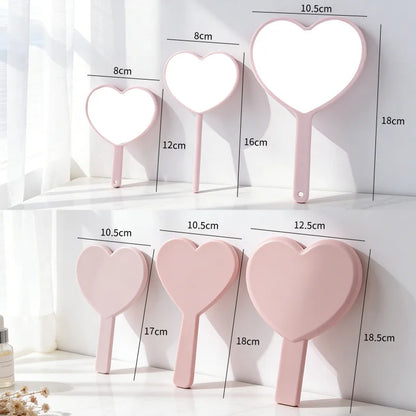 Zonyin Wholesale Heart Shape Hand Cosmetic Mirror Custom logo Plastic Portable Handheld Makeup Mirror Promotional Gift