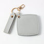 Zonyin New Custom Logo Rotatable Square Makeup Mirror Pu Leather Pocket Mirror Compact Cosmetic Travel Mirror With Keychain