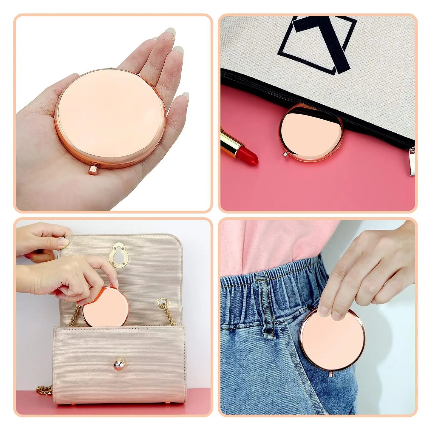Zonyin Customized Logo Double Sided Compact Metal Cosmetic Mirror New Style Small Pocket Wedding Souvenirs Makeup Mirror