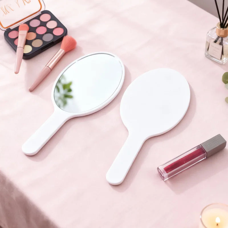 Zonyin New Plastic HandHeld Mirror Custom Logo Oval Shaped Makeup Mirror Large Size Travel Cosmetic Mirror for Promotion