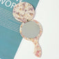 Zonyin Wholesale Custom Portable Handheld Makeup Small Mirror Leopard Pattern Round Rotary Cover Style Acetate Cosmetic Mirror