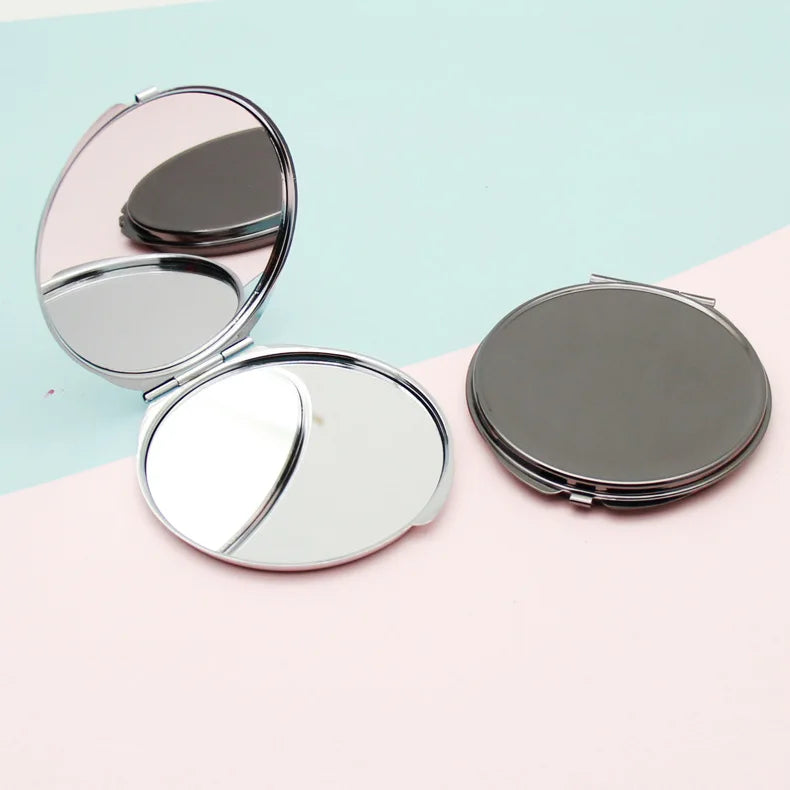 Zonyin Wholesale Portable Double-Sided Round Pocket Mirror Custom Logo Metal Frame Compact Purse Small Makeup Mirror for Travel