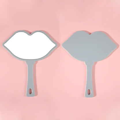 Zonyin Hot Sale Custom logo Large Handheld Mirror Lip Design Portable Plastic Personalized Hand Cosmetic Makeup Mirror for Girls