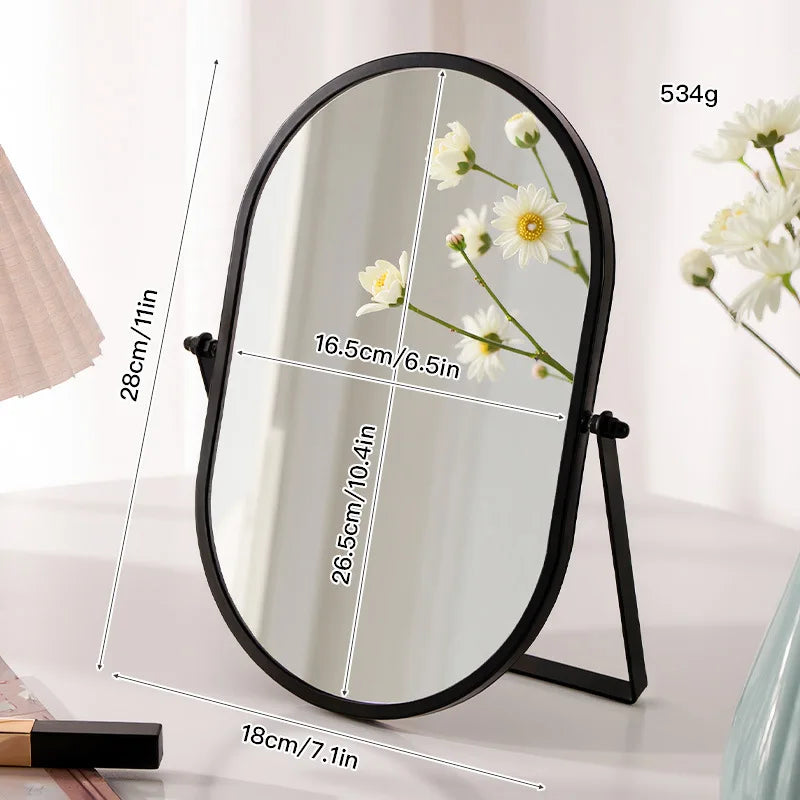 Zonyin Desktop Oval Rotating 360 Makeup Mirror Ins Style Dressing Table Mirror High Aesthetic Bedroom Vanity Mirror