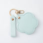 Zonyin New Flower Design Pocket Makeup Mirror Portable Pu Leather Small Travel Hand Mirror Logo Custom With Metal Keychain
